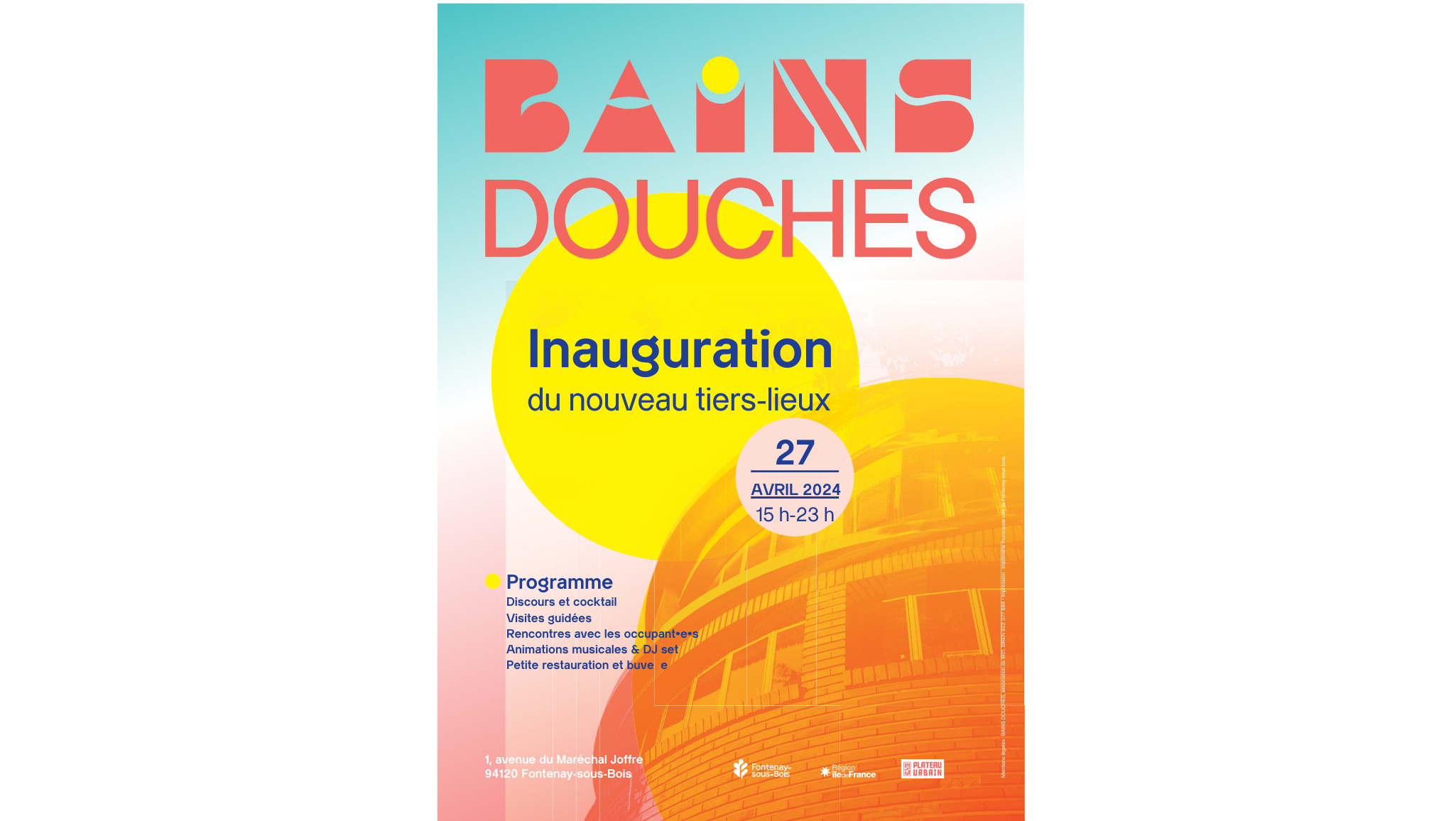 Affiche de l'inauguration des Bains Douches